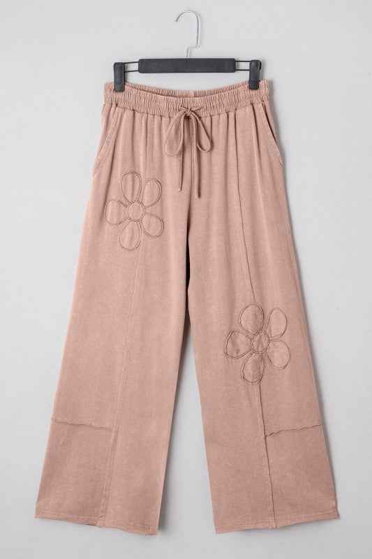 Floral Patch Mineral Wash Terry Knit Pants bd224117-91bc-489e-aa82-6ec9579cc9e1