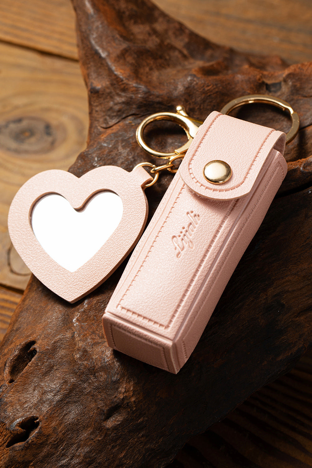 Apricot Pink Portable Lipstick Pocket Heart Decoration Keychain bd2327425b5b966d