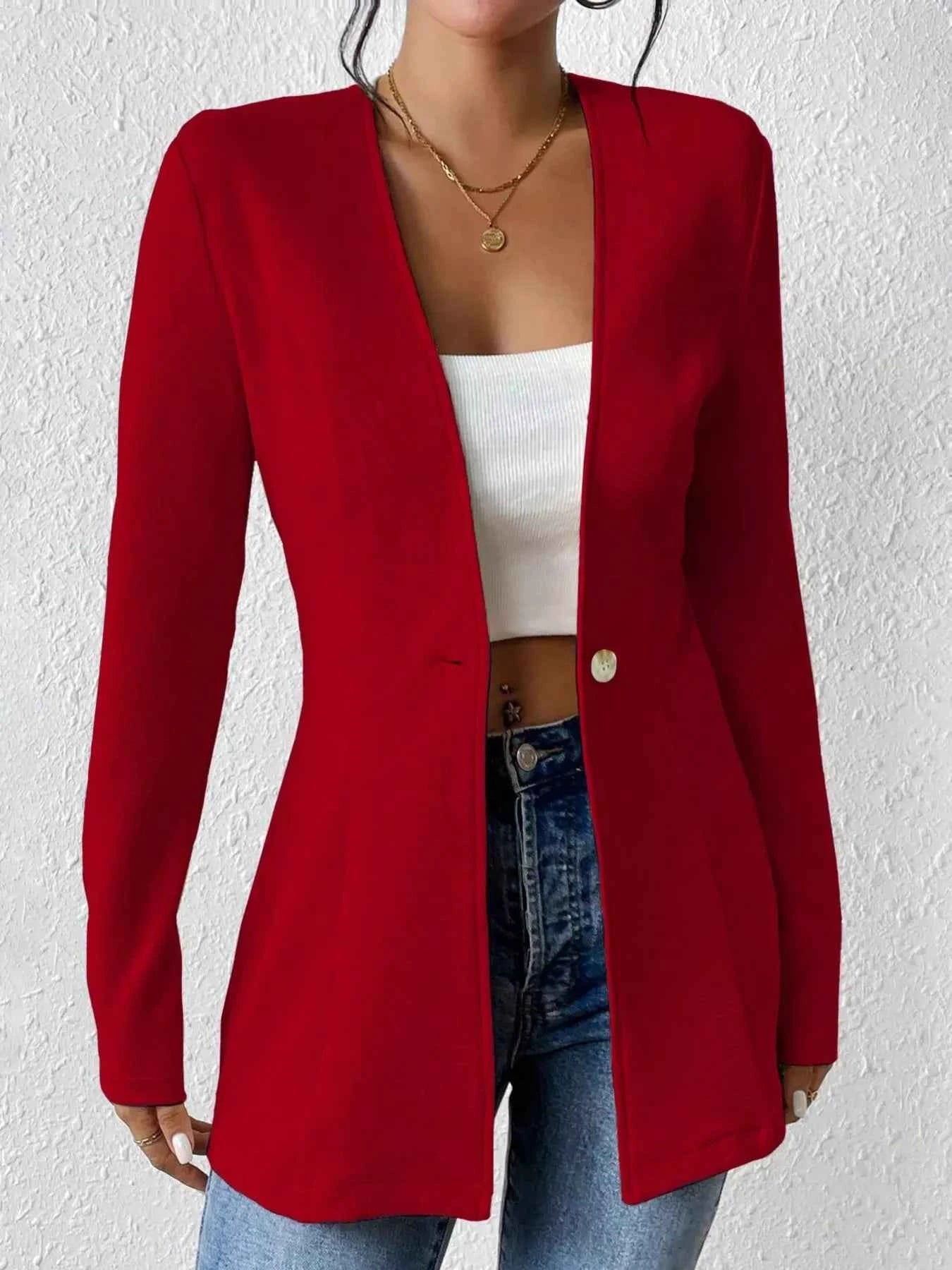 One Button Long Sleeve Blazer bd2c25b3a410489aa3b812887f2a0146-Max-Origin