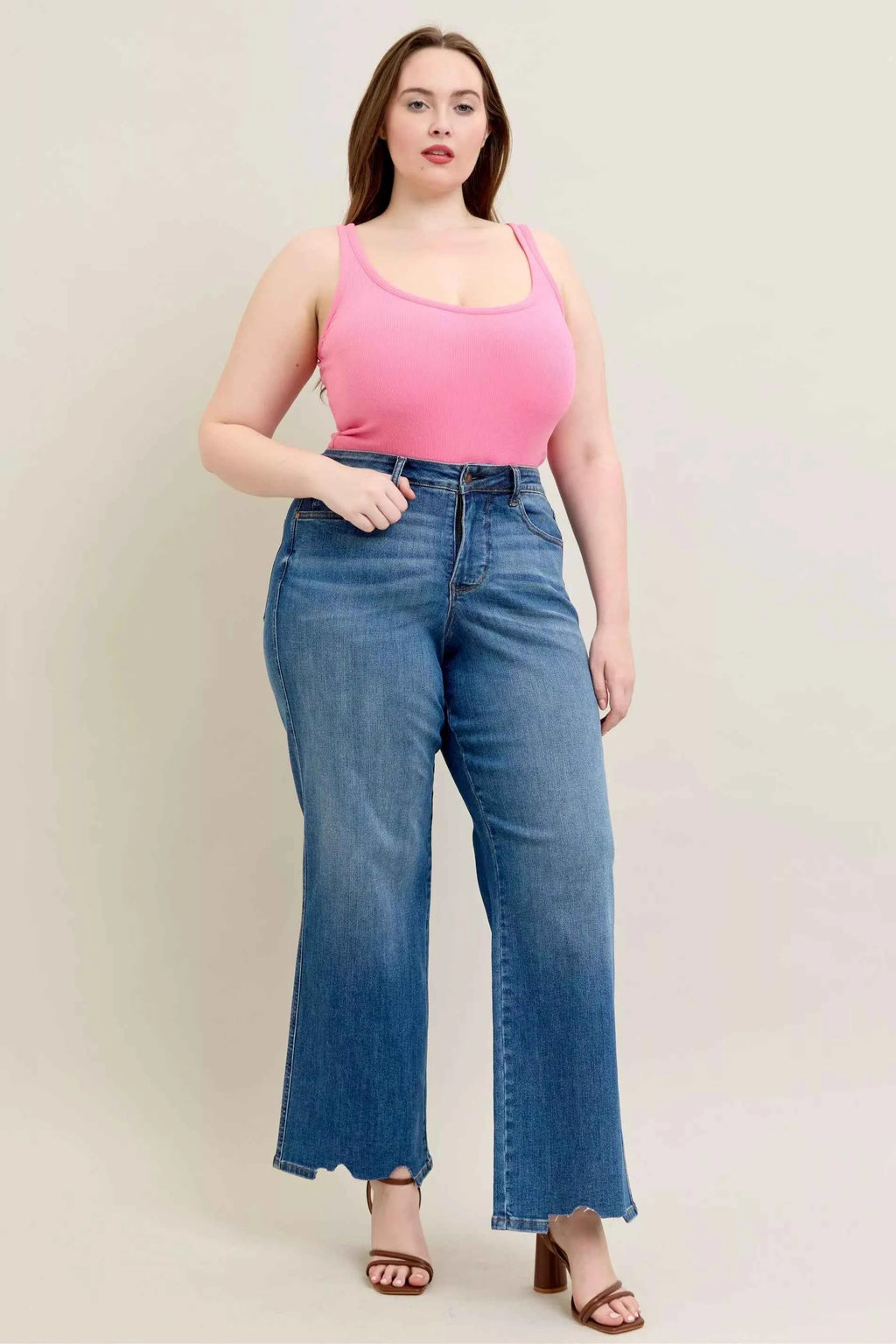 Judy Blue Full Size High Waist Tummy Control Chew Hem Destroy Wide Jeans Plus Size bd2df6c6-681c-4c0f-af52-475e0ca9abb2-Max-Origin