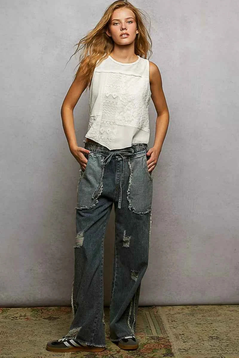 POL Ribbed Round Neck Cropped Tank with Lace Detail bd32b4ef-4505-41d4-9654-563f6728b093-Max-Origin