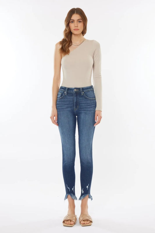 Kancan Raw Hem High Waist Cropped Jeans bd3d2221-816f-4720-96dc-a3634292ac1e-Max