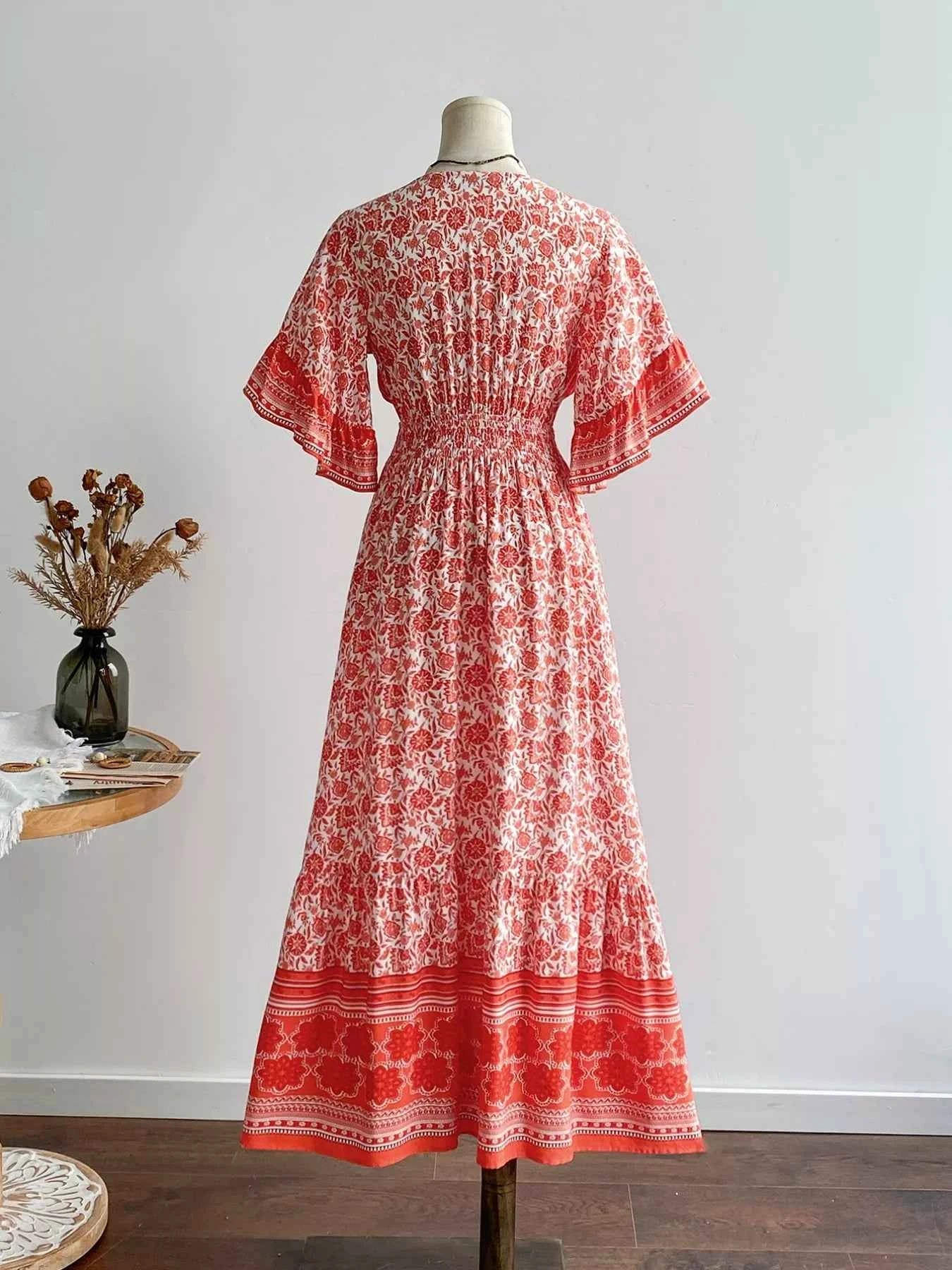 Floral Deep V-Neck Dress bd428519-b590-4916-a15c-71c68a99c2fd-Max-Origin