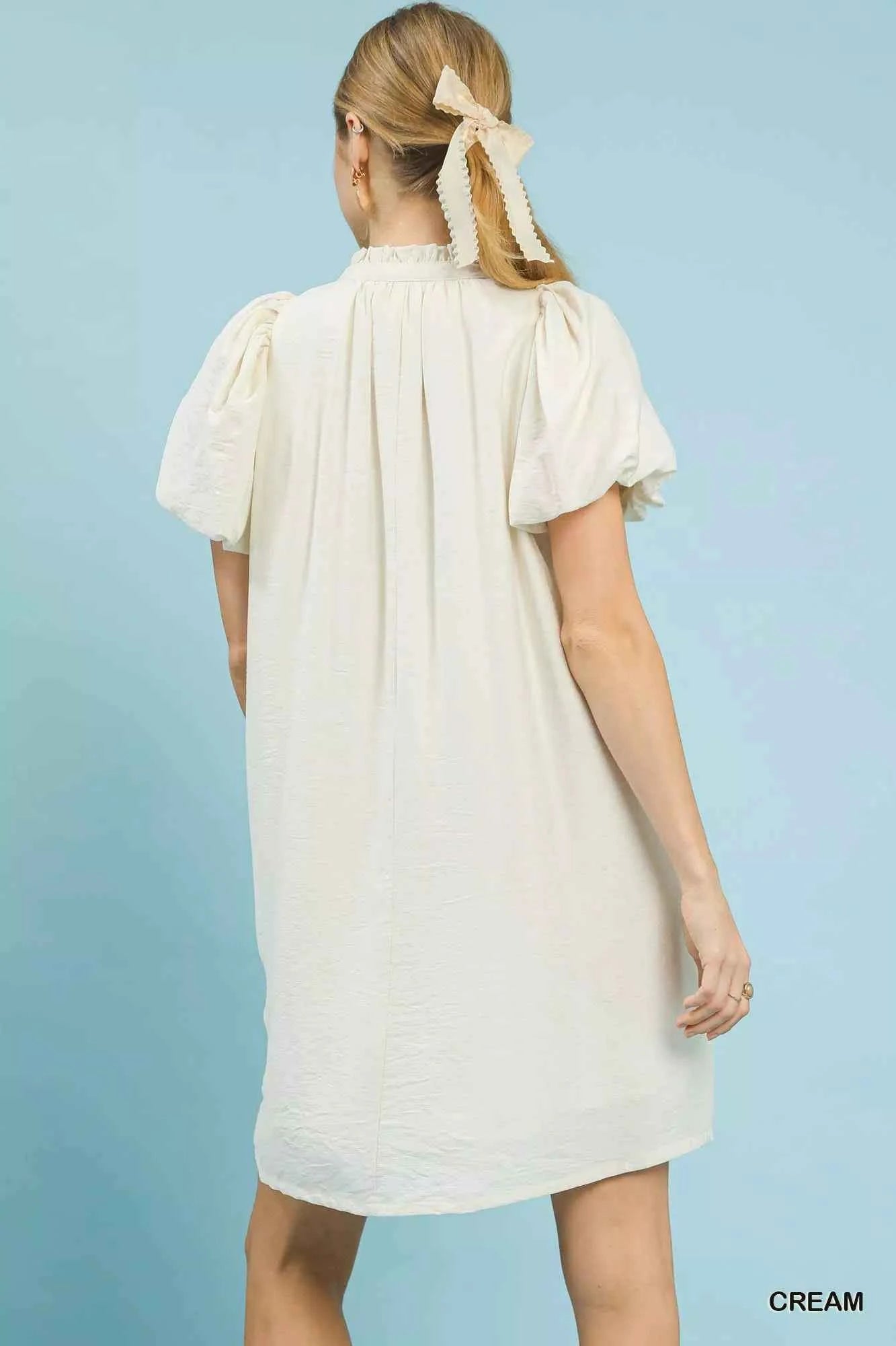 Umgee Floral Embroidered Puff Sleeve Mini Dress bd599d7f-79f8-454b-8f15-e57ab443a186-Max-Origin