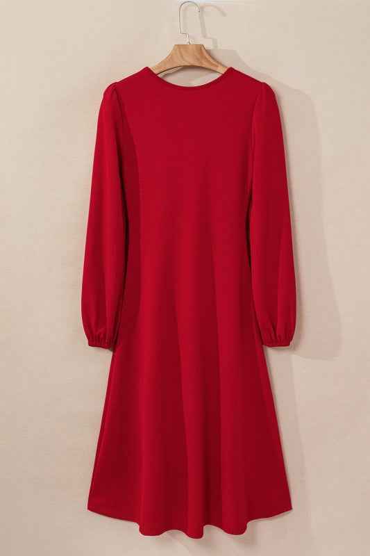 Solid Ruched Long Sleeve Midi Dress bd619f03-c050-418b-9294-83178c97f2d6_eaad6290-51bd-4efe-8f2c-4067da463e8c