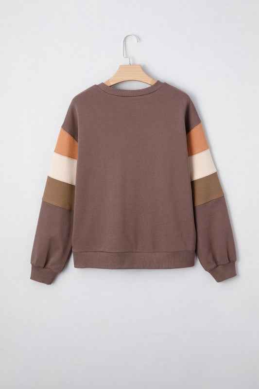 Colorblock Drop Shoulder Pullover Sweatshirt bd637ebb-3257-49ce-9b14-b388bffcc6d0