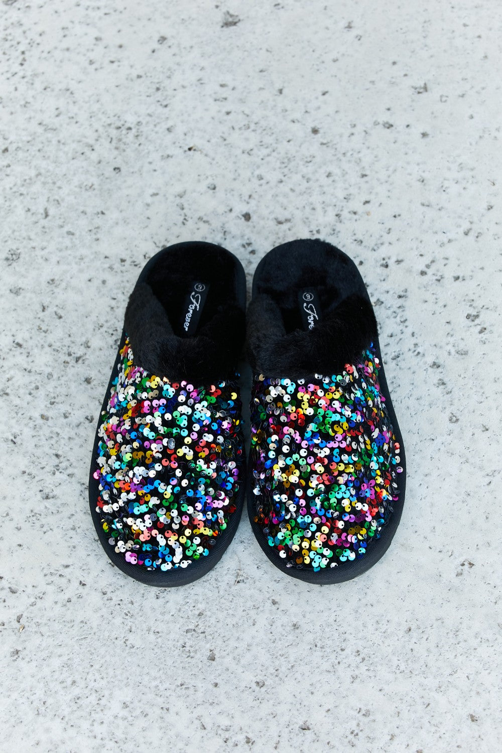 Multicolored Sequin Faux Fur Slipper bd753b3c37964f40985ef1efde619273-Max