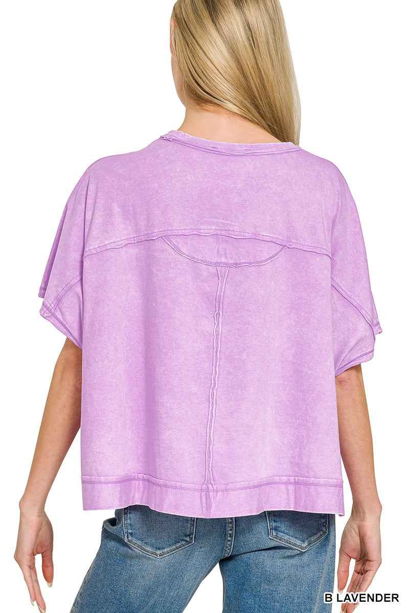 Zenana Acid Washed Oversized Top & Shorts Set bd76c291659e4ac0902fa5c5f1a3f660-Max