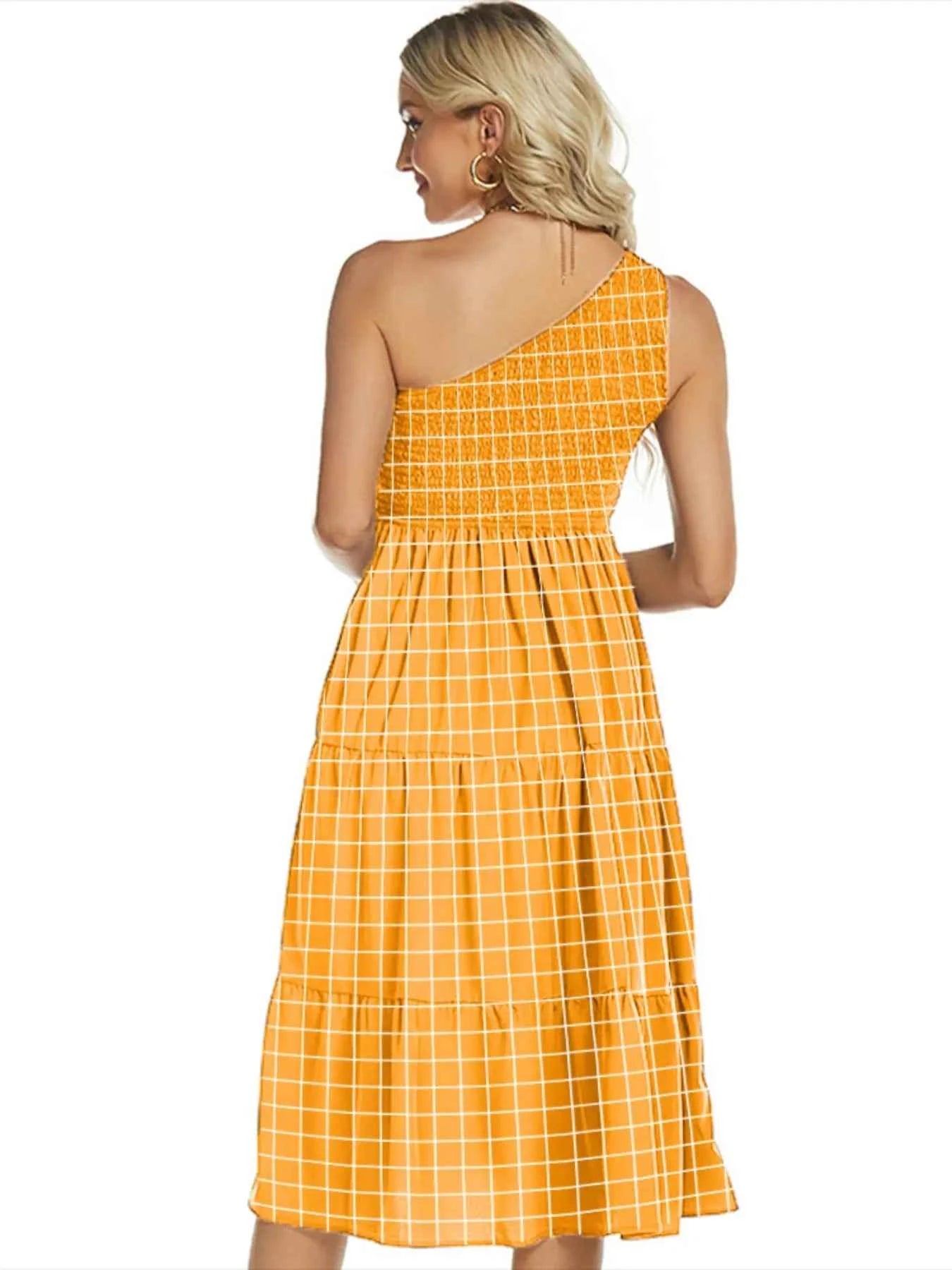 One-Shoulder Tiered Midi Dress with Smocked Bodice bd8c1359-4143-4da0-bad0-158bb4a60e42-Max-Origin