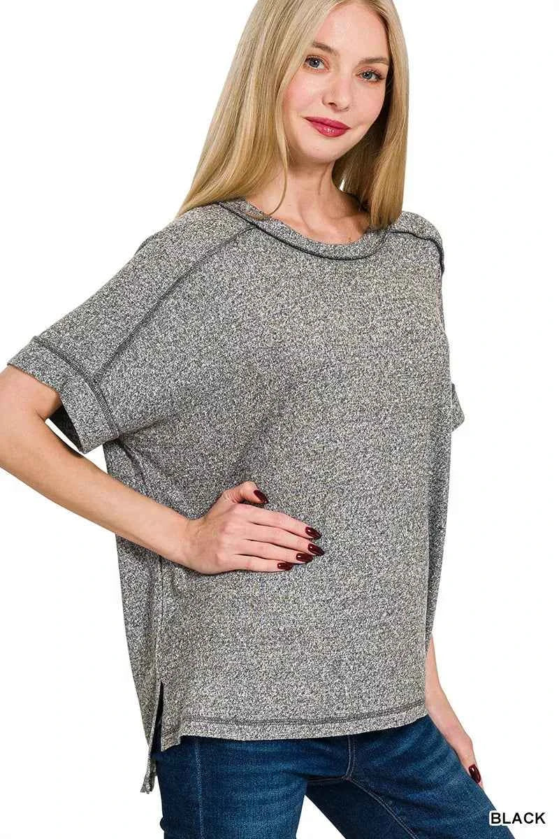 Zenana Full Size Soft Melange Hacci Short Sleeve Hi-low Tee Plus Size bd92c1ed70ee470ea0e2268a225a1606-Max-Origin