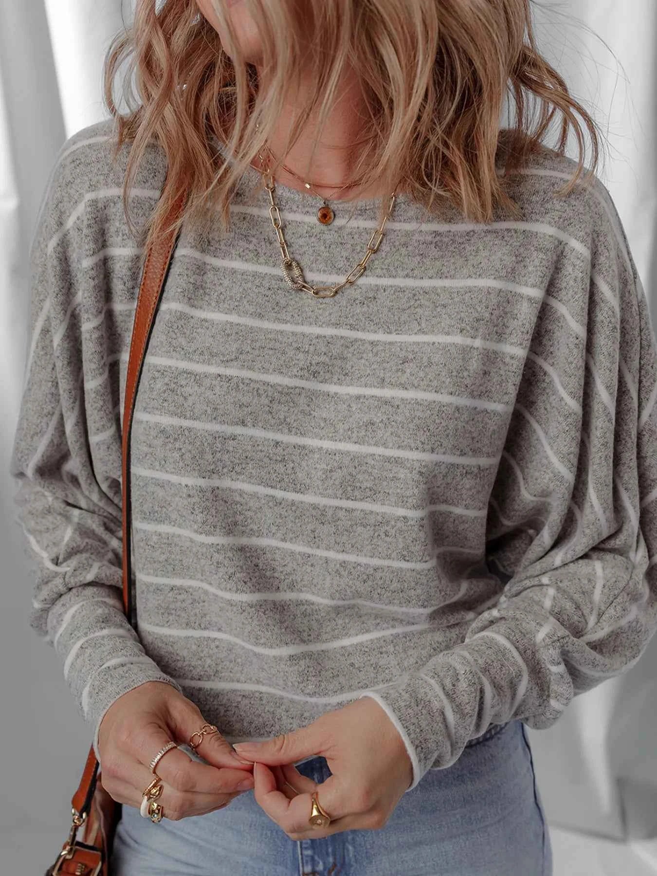 Stripe Dolman Sleeve Drop Shoulder Top bd9f93b5c74a4f118c6b55f899bcc2d5-Max-Origin