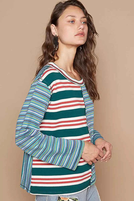 Color Block Striped Round Neck Long Sleeve T-Shirt bdaa4e10-e20b-4700-b75a-61b18f7d5c89-Max-Origin