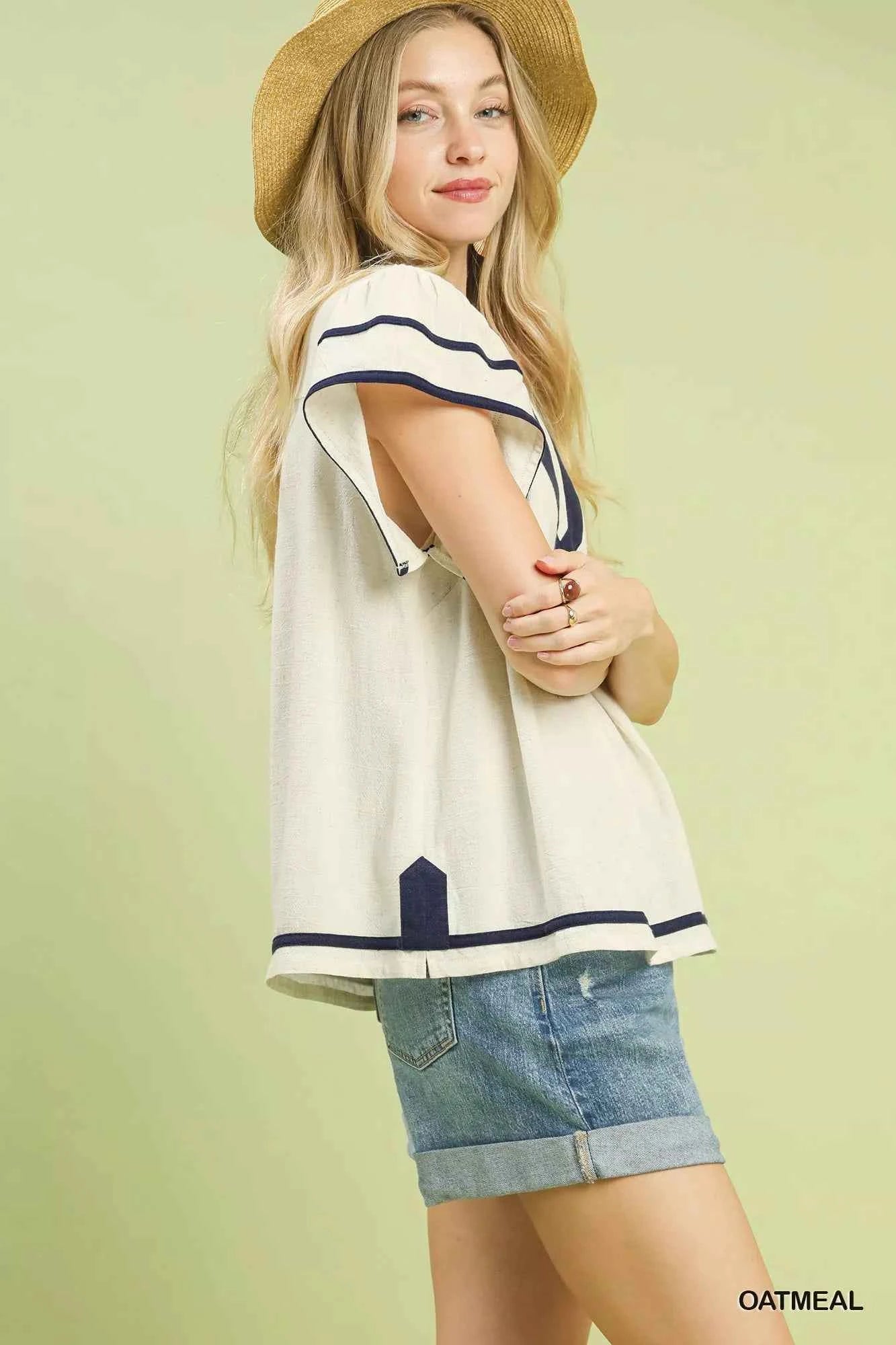 Linen Ruffle Sleeve Top bdac78a0-ec29-4c2b-88b8-f9895854fcbf-Max-Origin