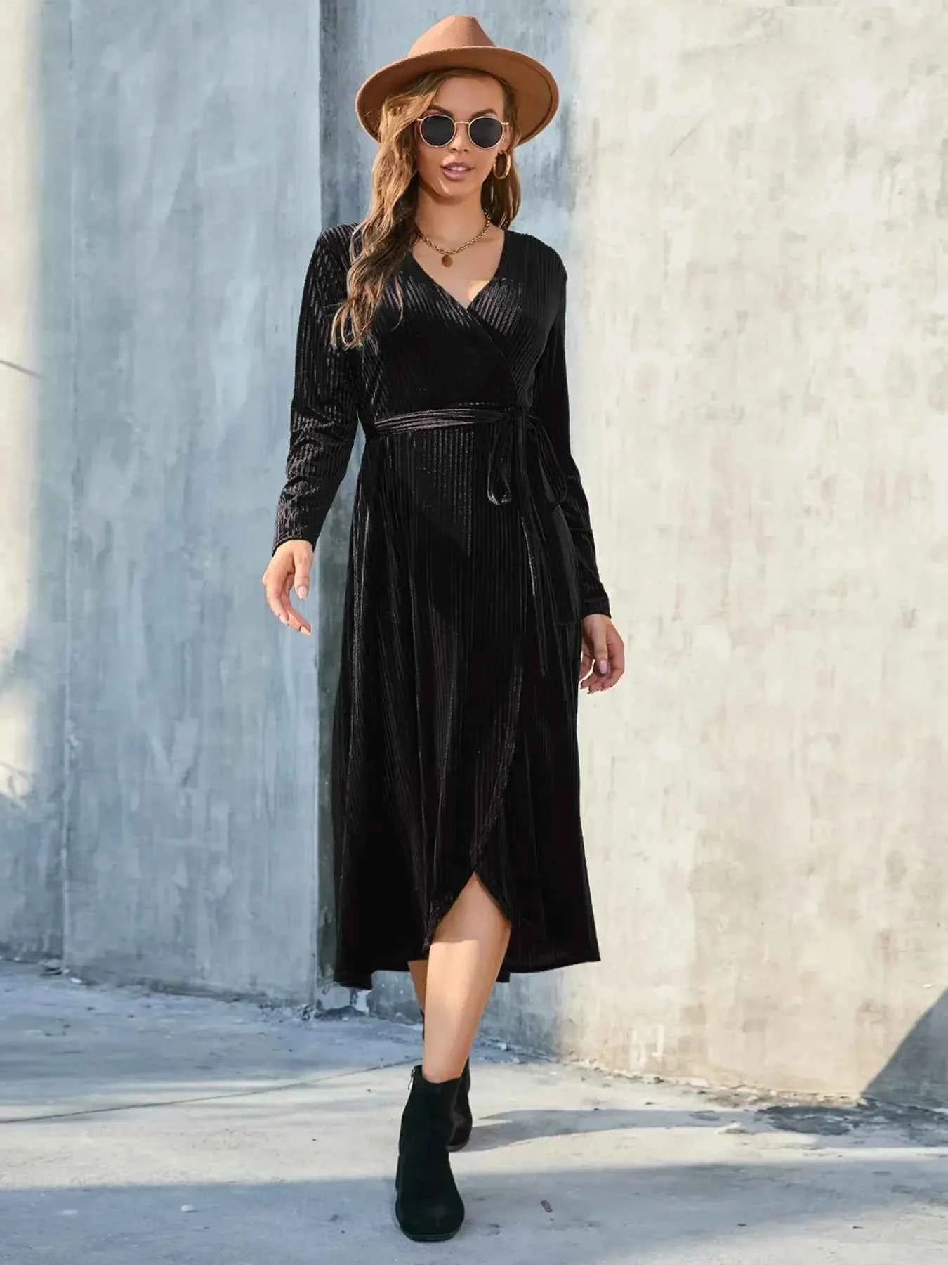 Surplice Long Sleeve Midi Dress bdb4d1b6-76fd-491f-9eae-bbdf2f63a686-Max-Origin