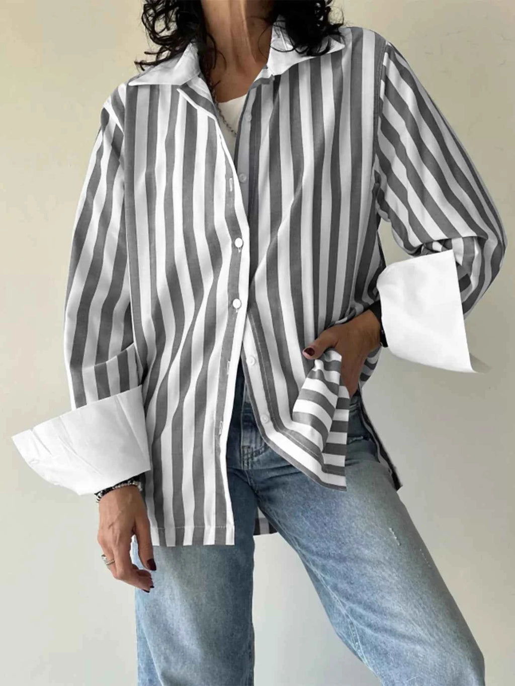 Striped Oversized Button-Up Shirt bdc37988-34b5-4835-80cb-87cba7078e30-Max-Origin