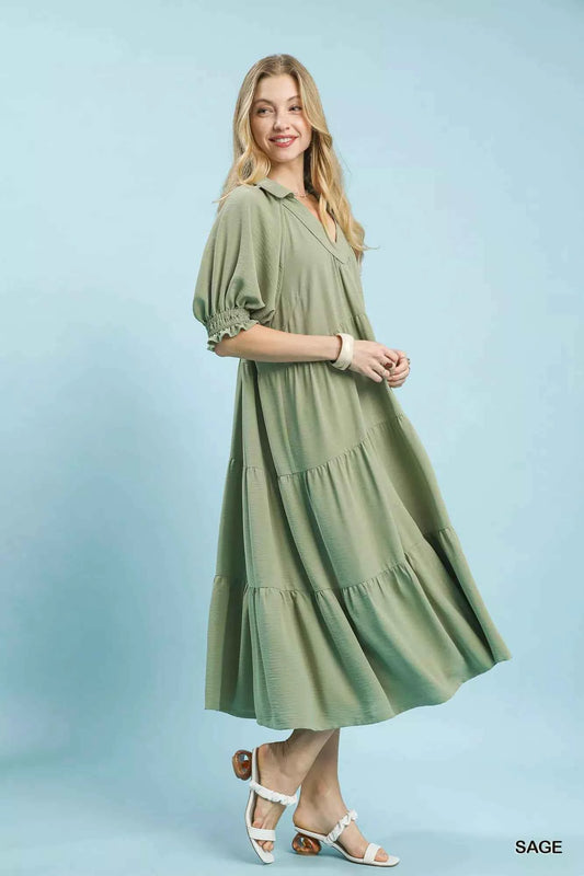 Solid Tiered Midi Dress bddbfa03-96e3-45e3-8101-85889a8edade-Max-Origin