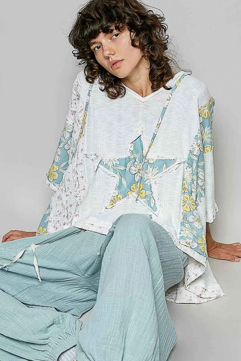 POL Floral Star Patch Hooded Blouse with Lace Contrast Detail bddd51a8-142e-47eb-8ef0-f01d28930174-Max-Origin