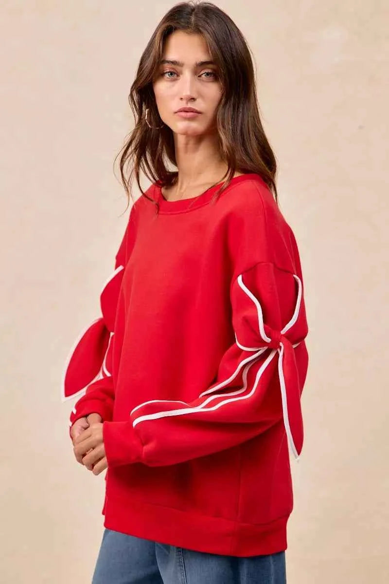 BiBi Bow Detail Sleeves Fleece Sweatshirt bde7683a-9506-4c5d-ae12-f41428b7d29a-Max-Origin