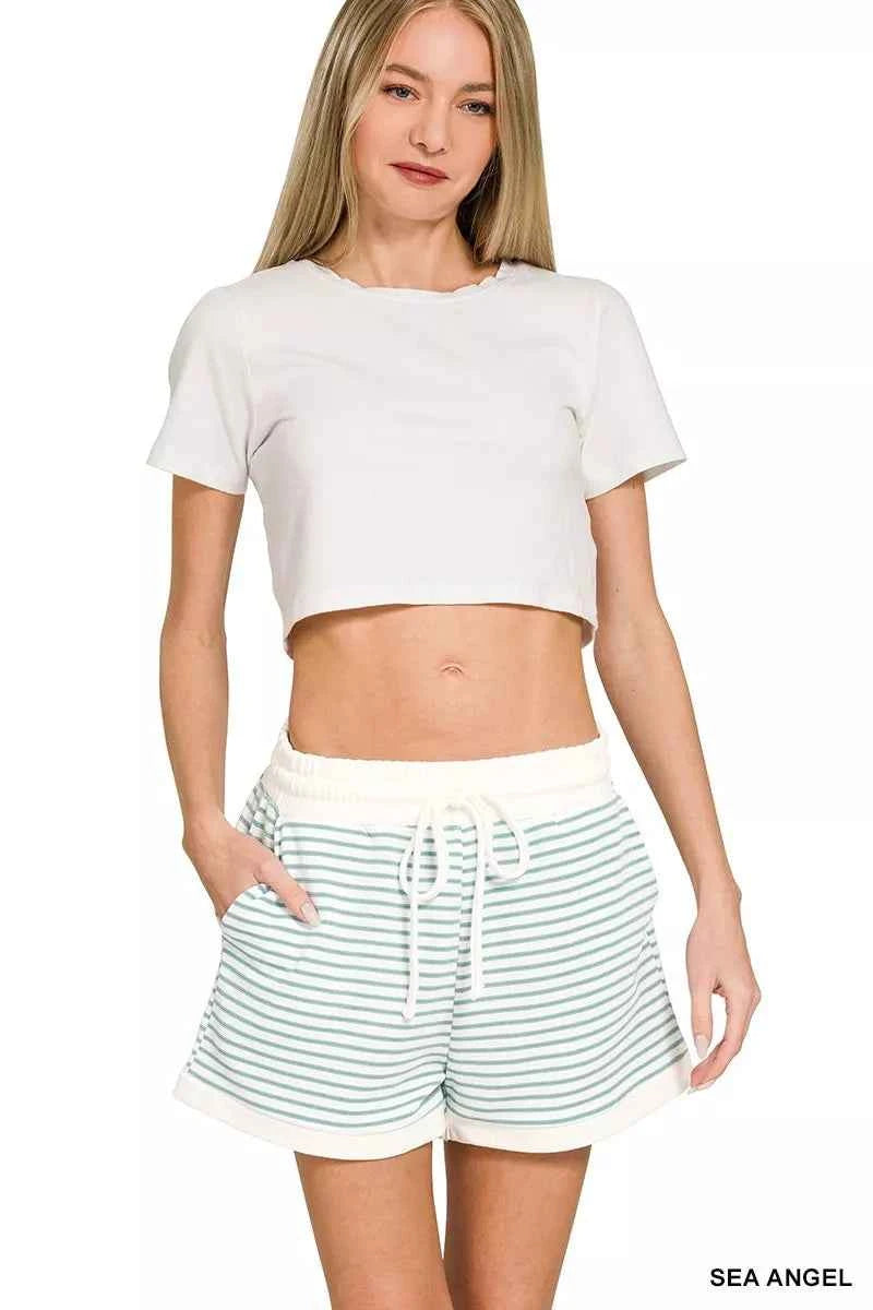 Zenana Stripe Contrast Trim Top & Shorts Set bdf30ebfce1d4c548cc725aea1e5795c-Max-Origin