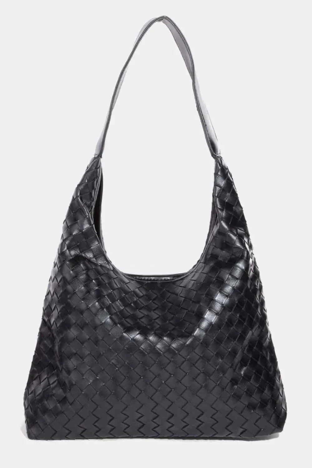 Fame Woven Faux Leather Tote Bag BK One Size be1364c6-df86-4416-a77f-6183ecac9af0-Max-Origin