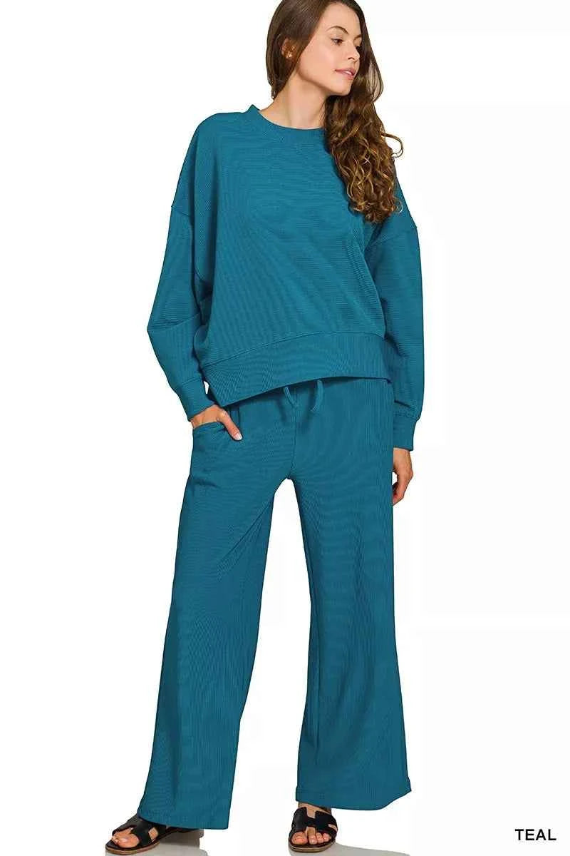 Zenana Ribbed Round Neck Pullover and Drawstring Pants Set be19e4e3242e47578cc63e694a70abba-Max-Origin