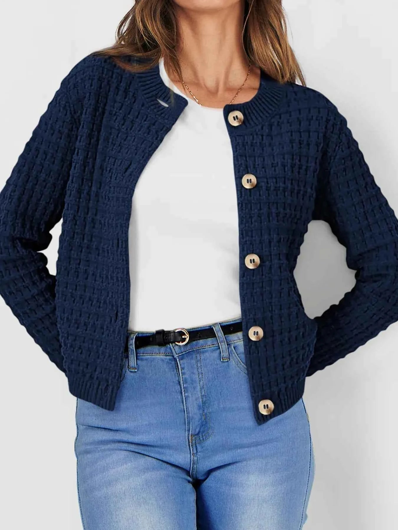 Textured Knit Button-Front Cardigan be1d2a8808cf4980b02abc2ba75df162-Max-Origin