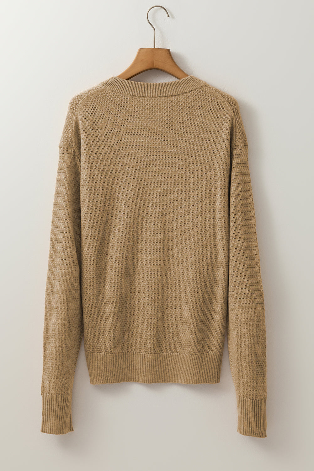 Straw Yellow Brushed Knit Casual Fitted Sweater be1d949b2a2bc92e