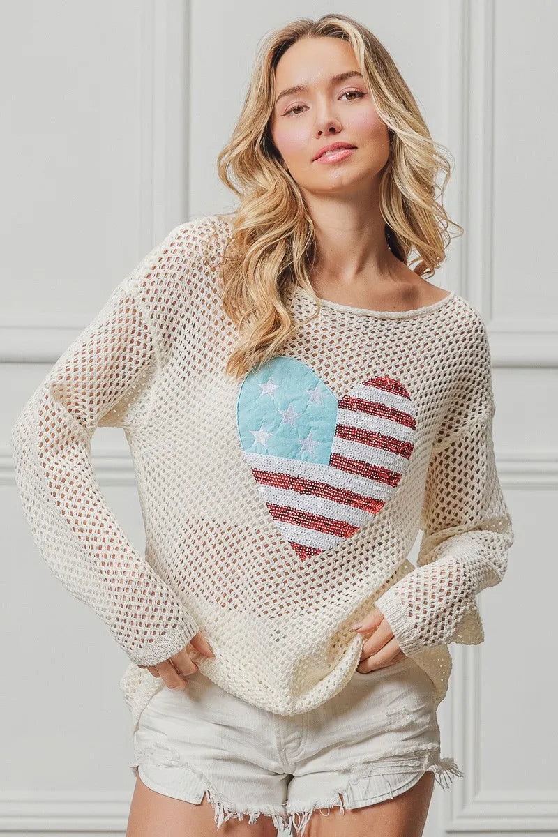 BiBi Sequin American Flag Heart Knit Up be207ae1c5de45cd8ccebec01fd78d68-Max-Origin