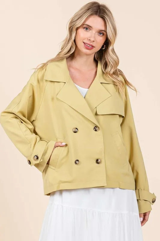 Double Breasted Long Sleeve Trench Coat Jacket Yellow be252f03-3cc2-49ef-b765-0a3a63ba85cb-Max