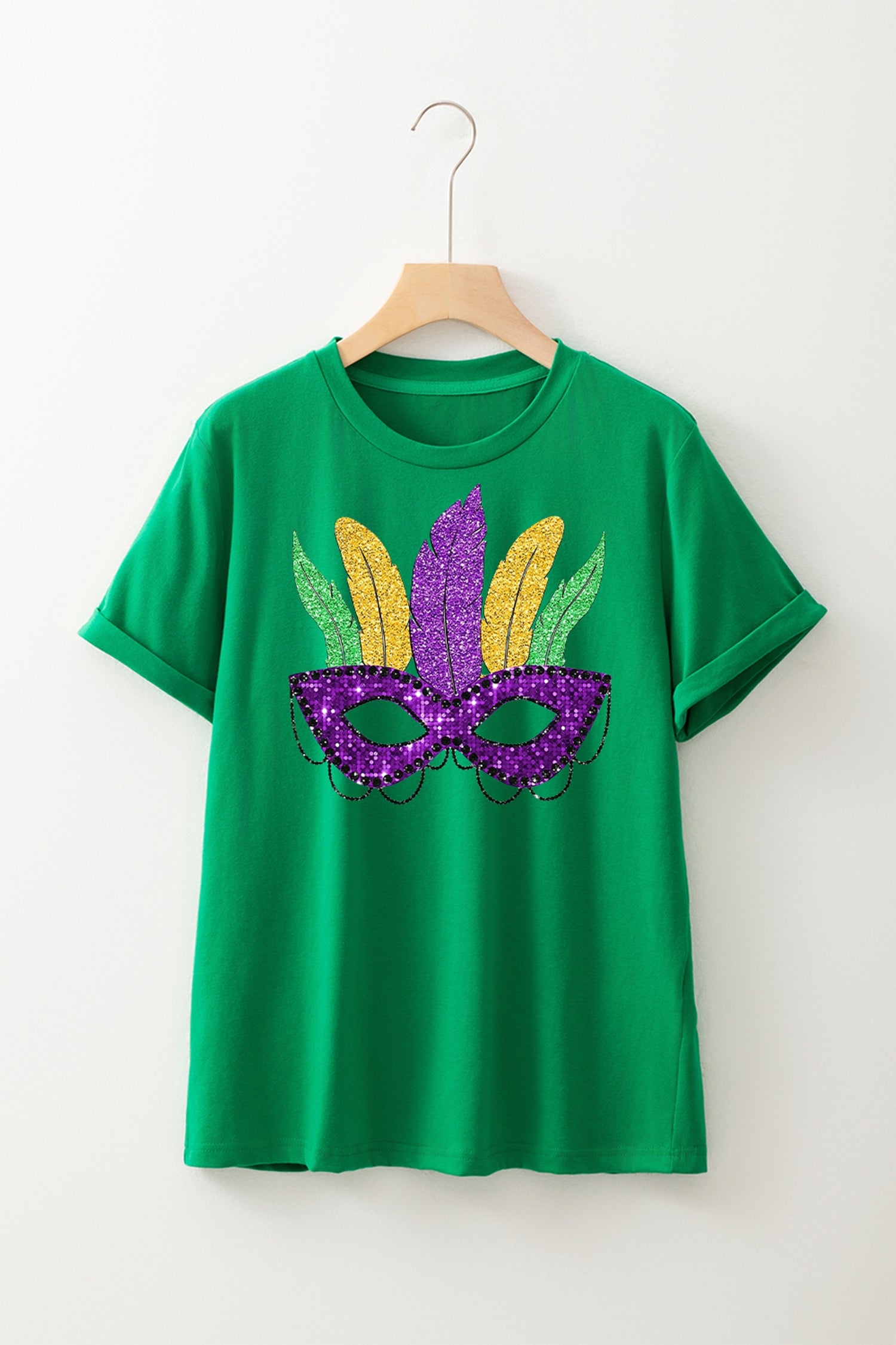 Black Glitter Mardi Gras Mask Graphic T Shirt be25402d52c3a0e0