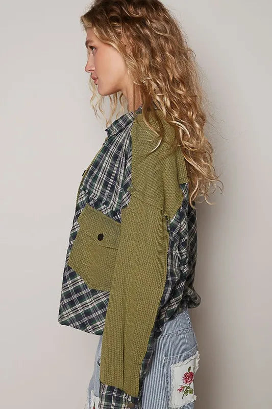 POL Plaid Button Down Shirt with Chest Pockets be31502c-b56b-45fb-af41-ffcc9d0305cc-Max