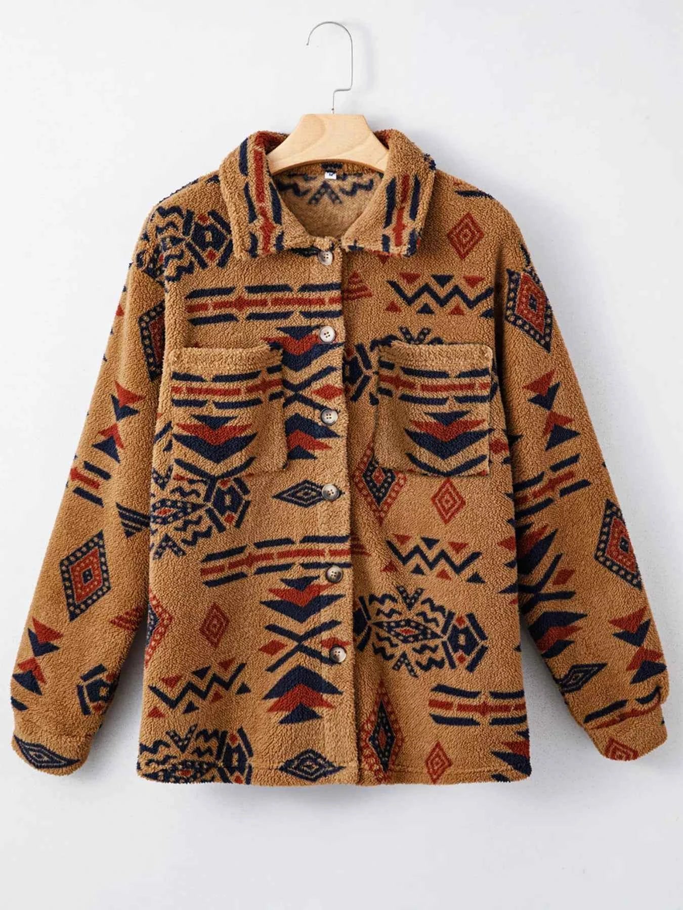Western Aztec Pattern Fleece Button-Up Shacket be3b968925a74bef9aed97f09a81446e-Max-Origin