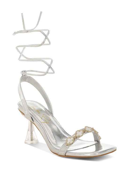 Ebina Charm Detail Spool Heels Silver be3e37ee-2b74-4995-932c-217b150b910f