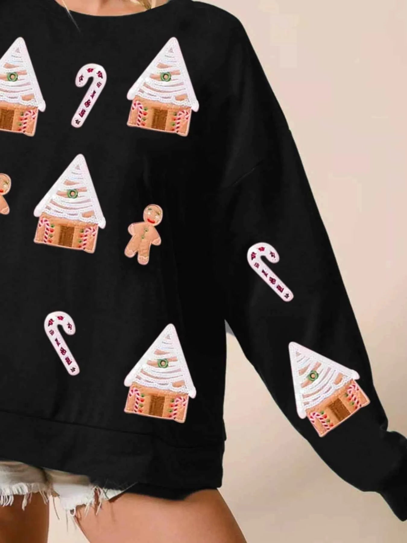 Christmas Gingerbread House Sequin Sweatshirt be5ed0ac-8f18-4df6-913d-87c04ece163e-Max-Origin