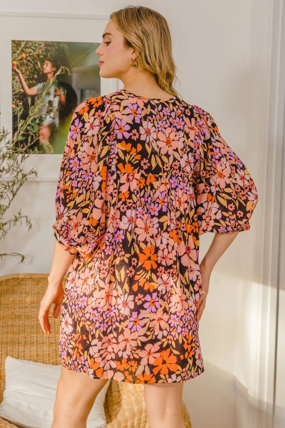 ODDI Full Size Floral Tied Neck Mini Dress be6edd71-fd9a-4635-a78b-1ff7188e1d93-Max