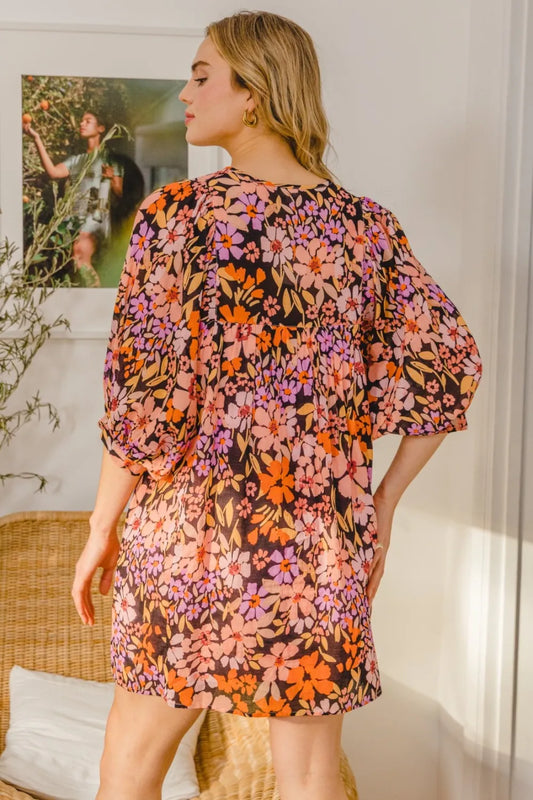 ODDI Full Size Floral Tied Neck Mini Dress be6edd71-fd9a-4635-a78b-1ff7188e1d93-Max
