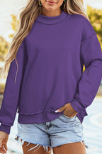 Tillandsia Purple Oversize Drop Shoulder Reversible Mock Neck Sweatshirt be70feac36cb2791