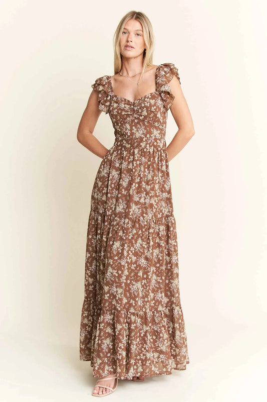 Ruffle Sleeve Tiered Maxi Dress MOCHA be7abf6ff9a541a38a480181b9258098-Max-Origin