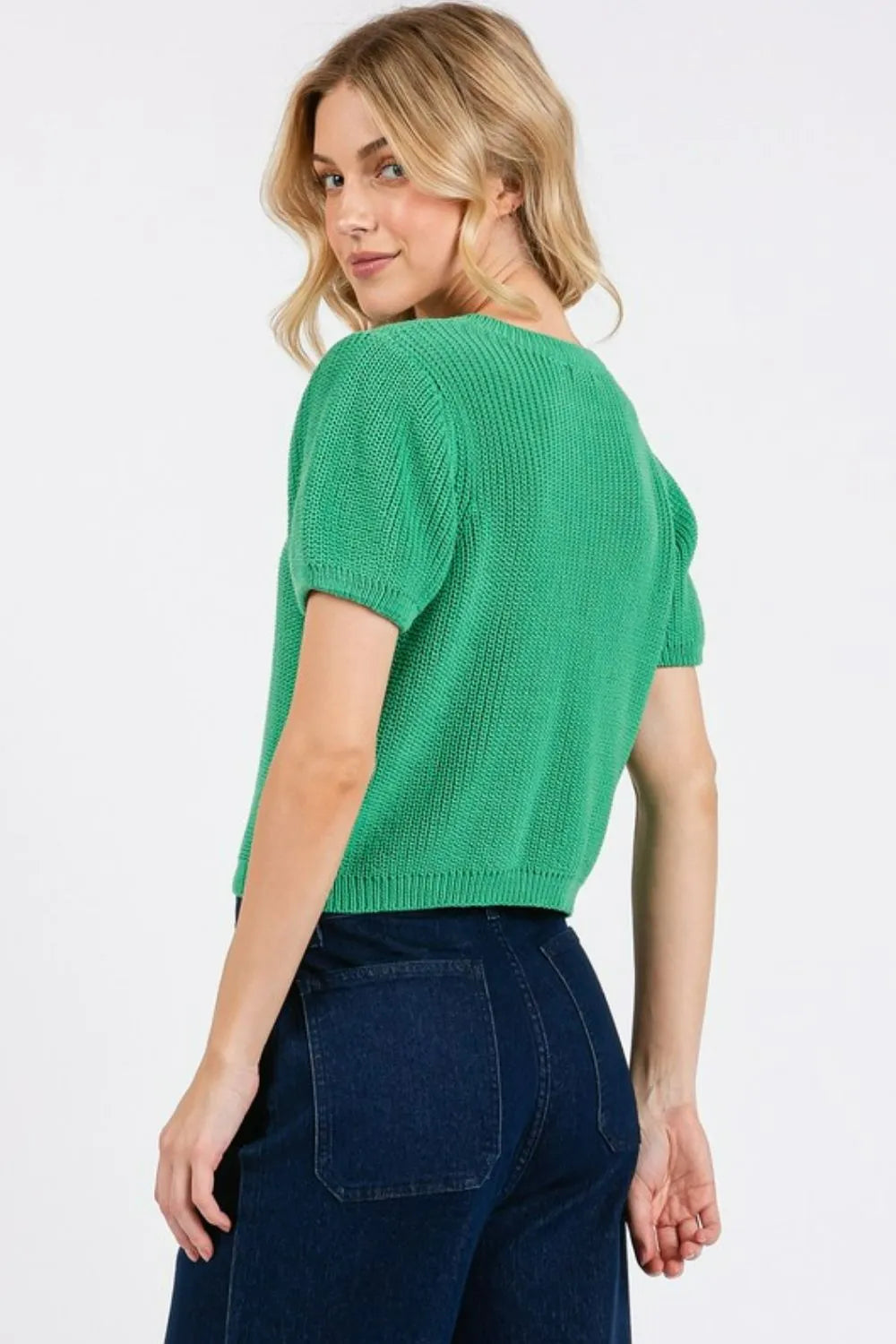 Mittoshop V-Neck Short Sleeve Crop Sweater be817183-83a6-4192-844f-55eb6a72e9c7-Max