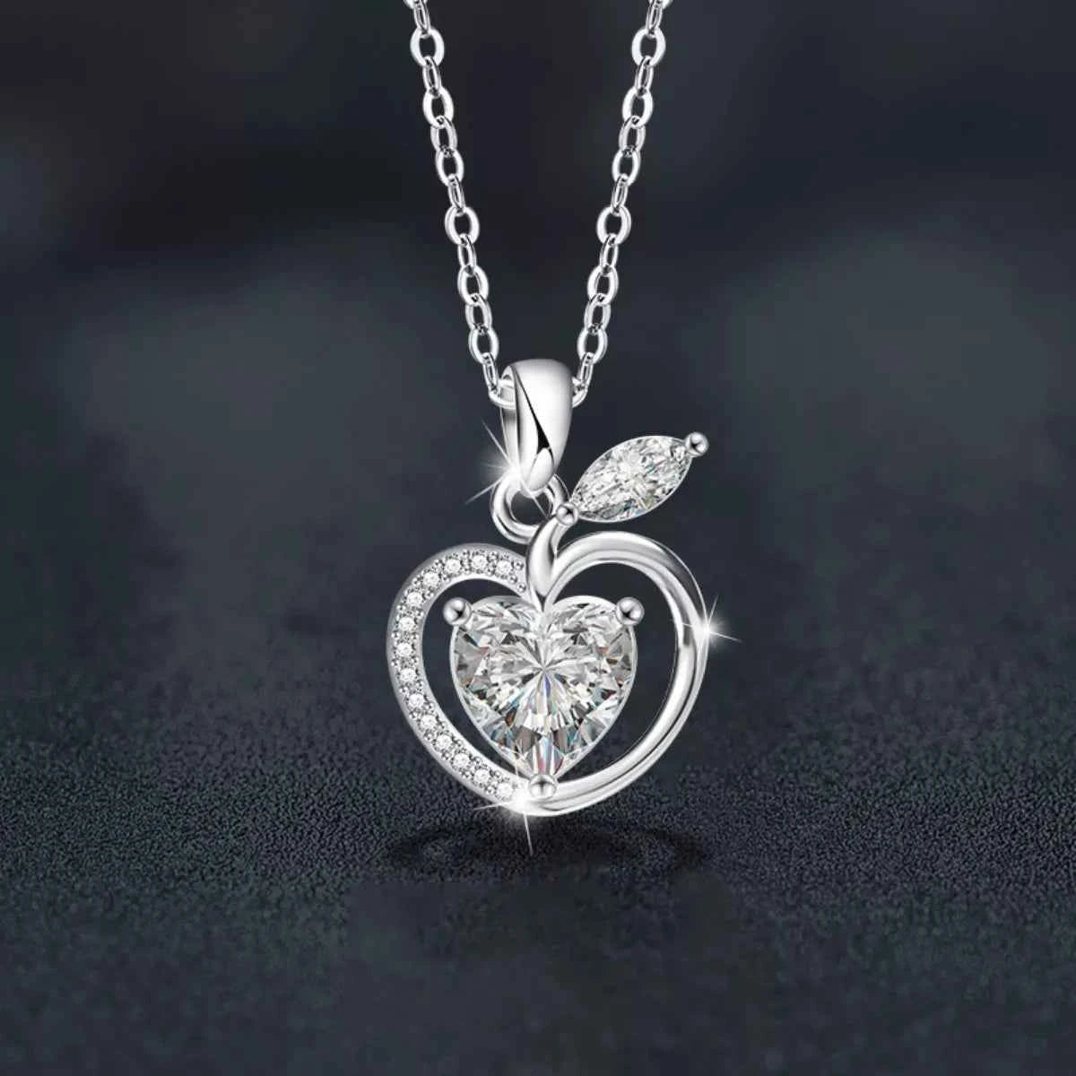 2 Carat Moissanite 925 Sterling Silver Apple Pendant Necklace be84a194-ae5a-4af5-accc-9181564284f2-Max-Origin