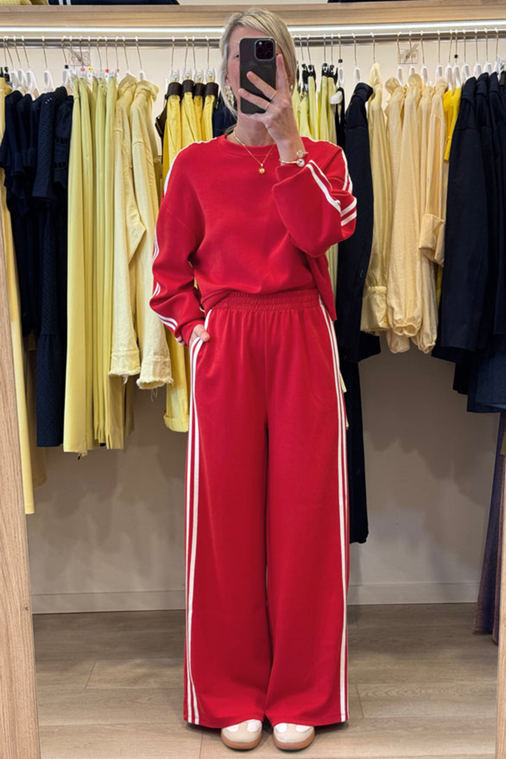 Dirty Blue Varsity Striped Detail Cropped Pullover Wide Leg Pants 2pcs Outfit be88531ae6e203e2