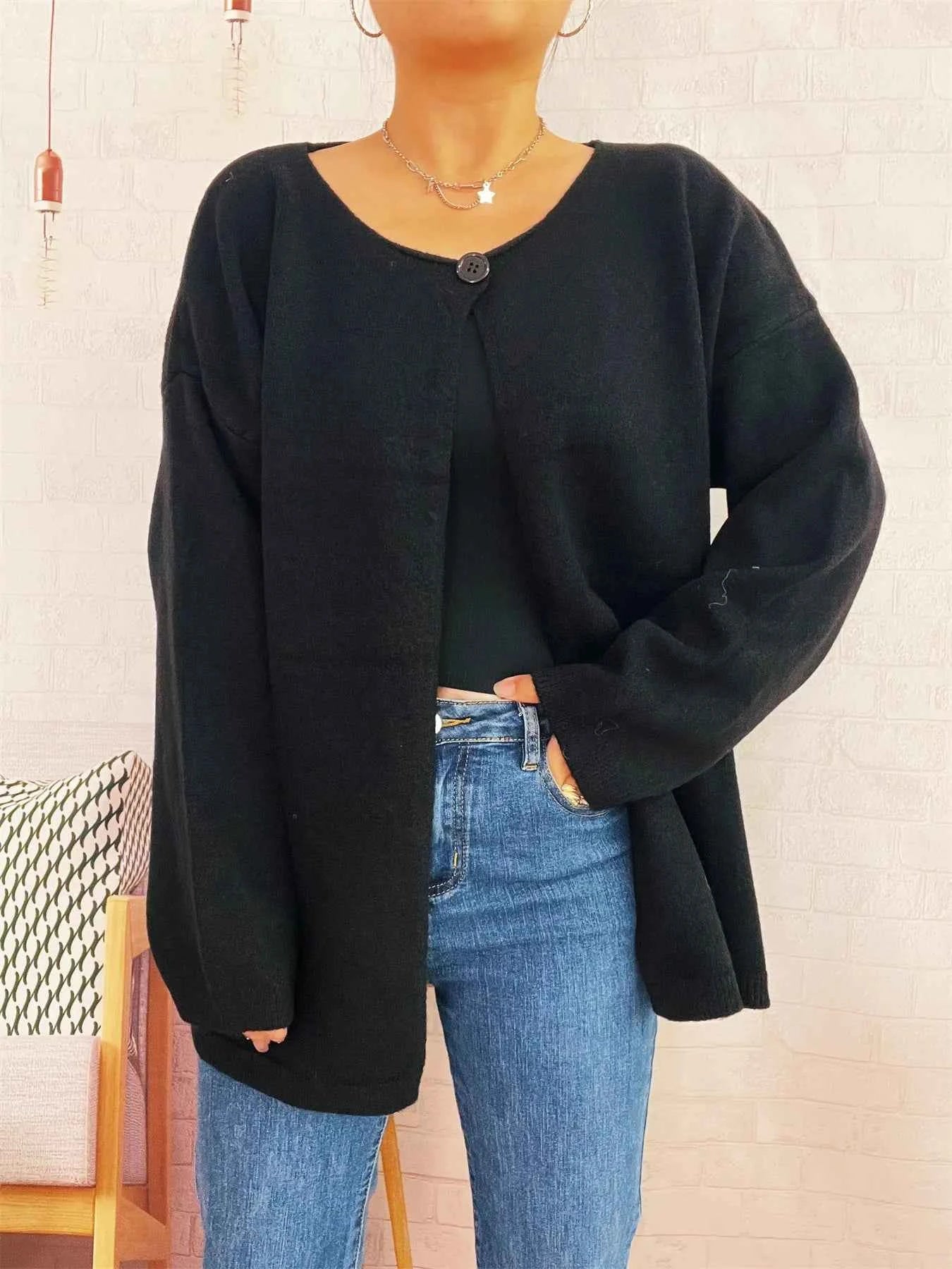 One Button Front Drop Shoulder Cardigan be94573baa7d4d1ba5d63b921a9a3d75-Max-Origin