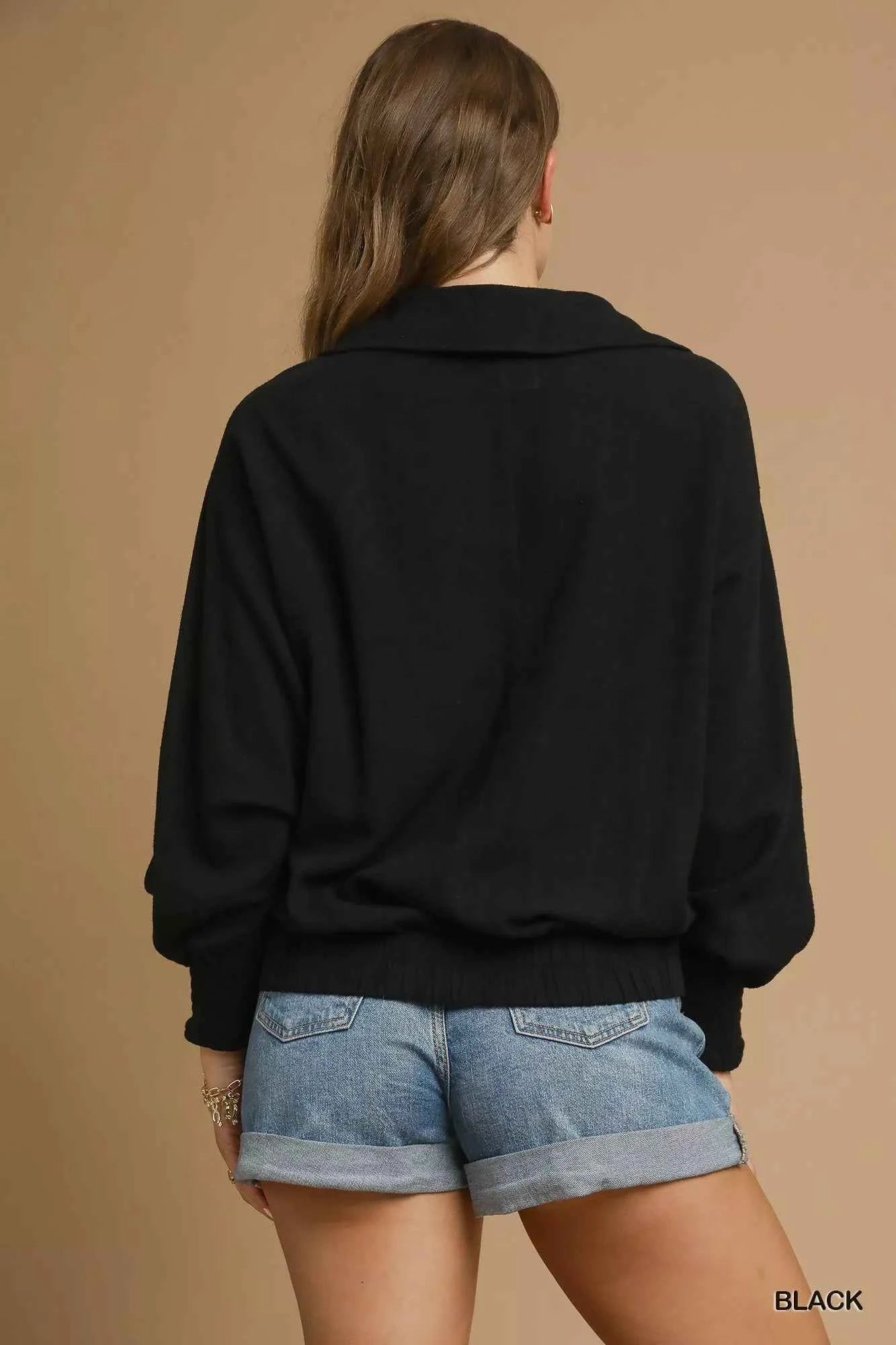 Umgee Linen Long Sleeves Elastic Hem Blouse be9c19b9-7b93-4651-a8e9-9110b8235a85-Max-Origin