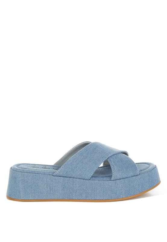 Karbi Denim Flatform Slip Ons be9d8e0a-81ac-4c92-bdb5-41b360dfe552