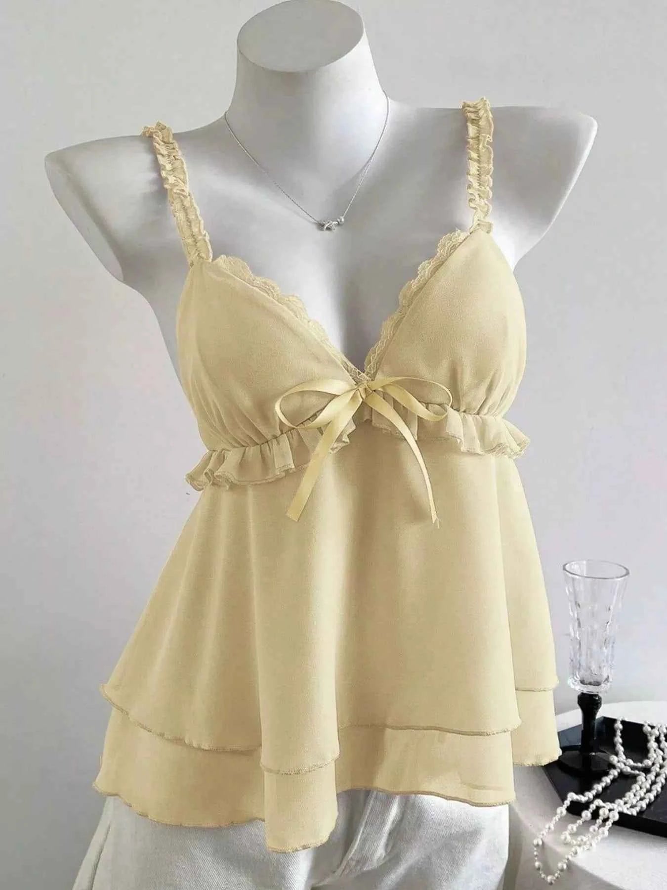 Lace Detail Layered Cami Light Yellow beb0c5e0-4faf-4839-ae78-00849ce7a3a5-Max-Origin