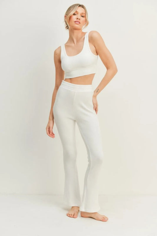 Waffle Tank and High Waist Flare Pants Set bec75602-655c-4e58-8384-f786bdcaf640-Max
