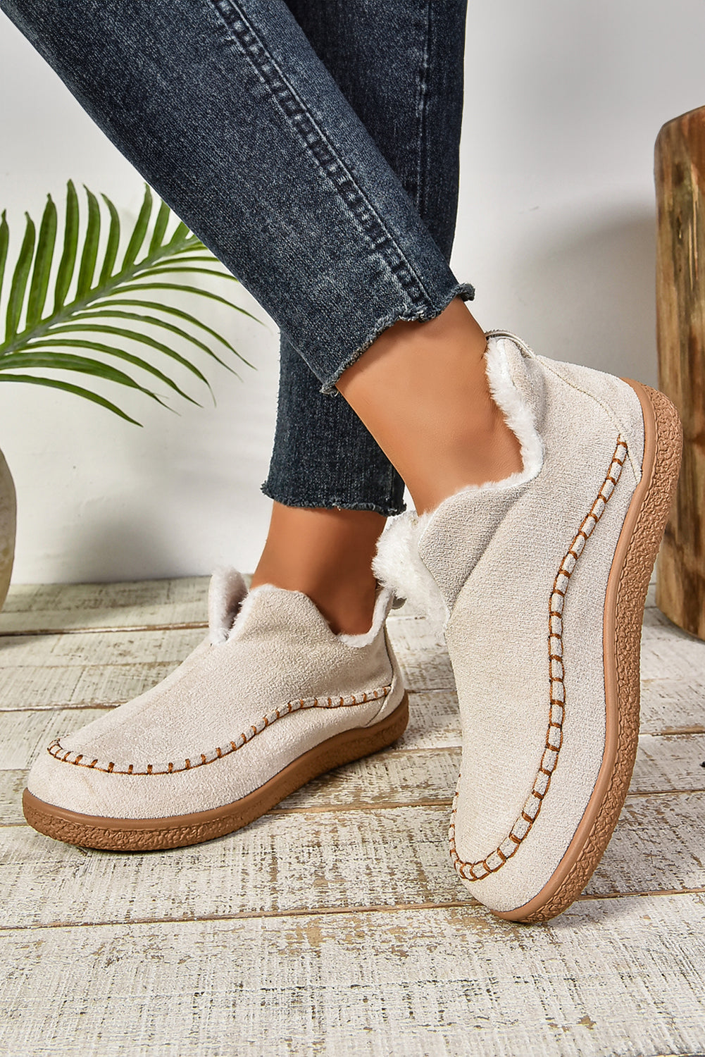 White Suede Fleece Lined Winter Snow Boots beca1d3035626a63