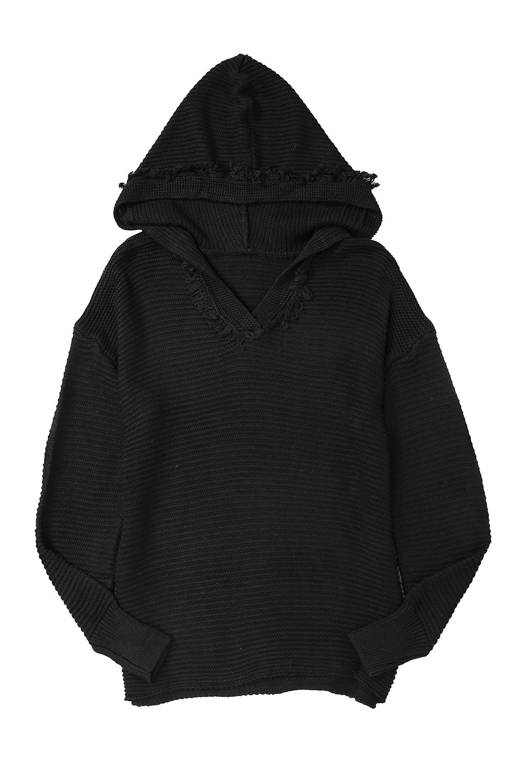 Purple Split V Neck Pullover Hooded Sweater beca3f1f11d70d62