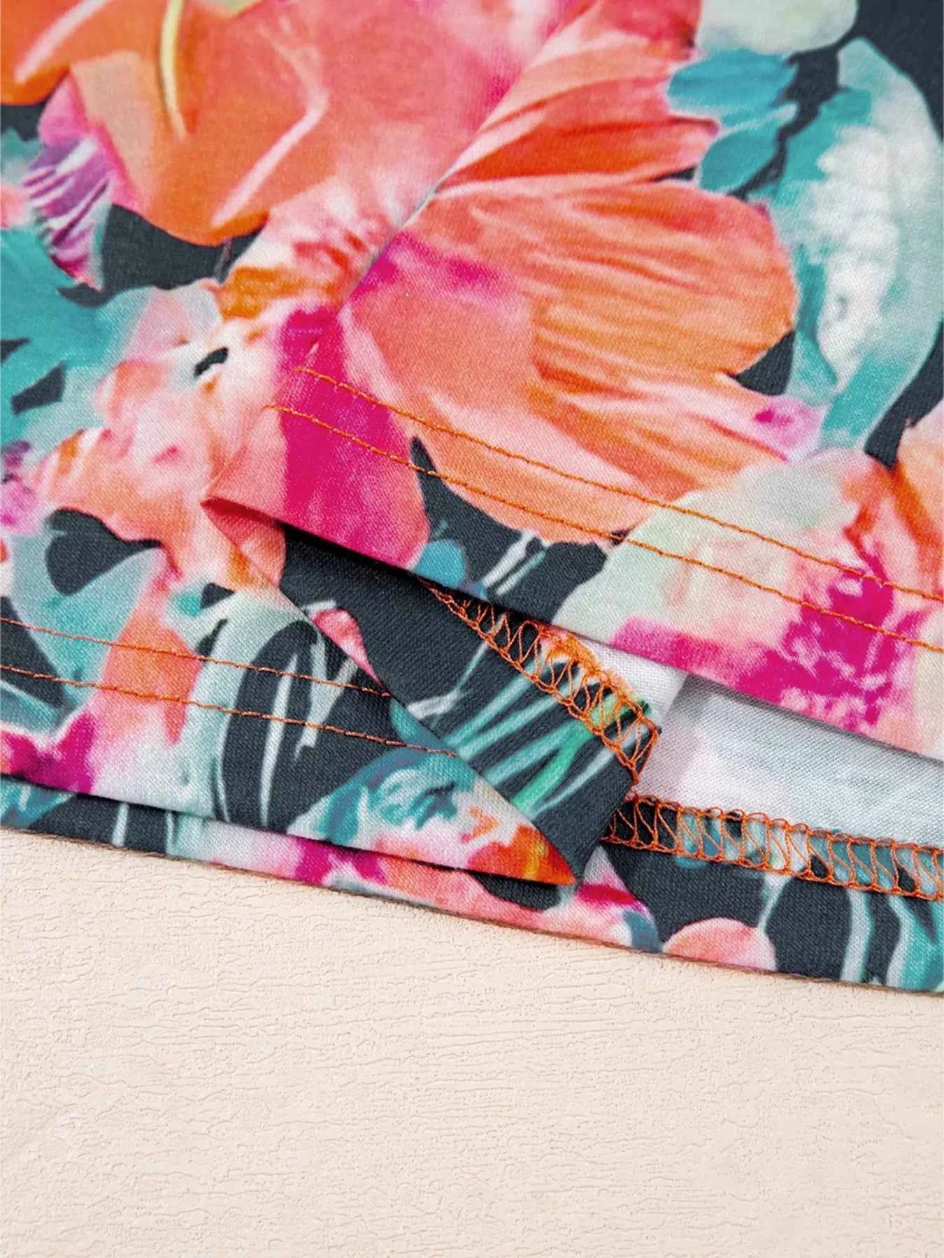 Floral 3/4 Flare Sleeve Tied Neck Blouse becb44f97fbb43b987725106074fbc80-Max-Origin