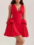 Bow V-Neck Sleeveless Mini Dress Red bed4814dfca641468b81ab2a91e5dba8-Max-Origin